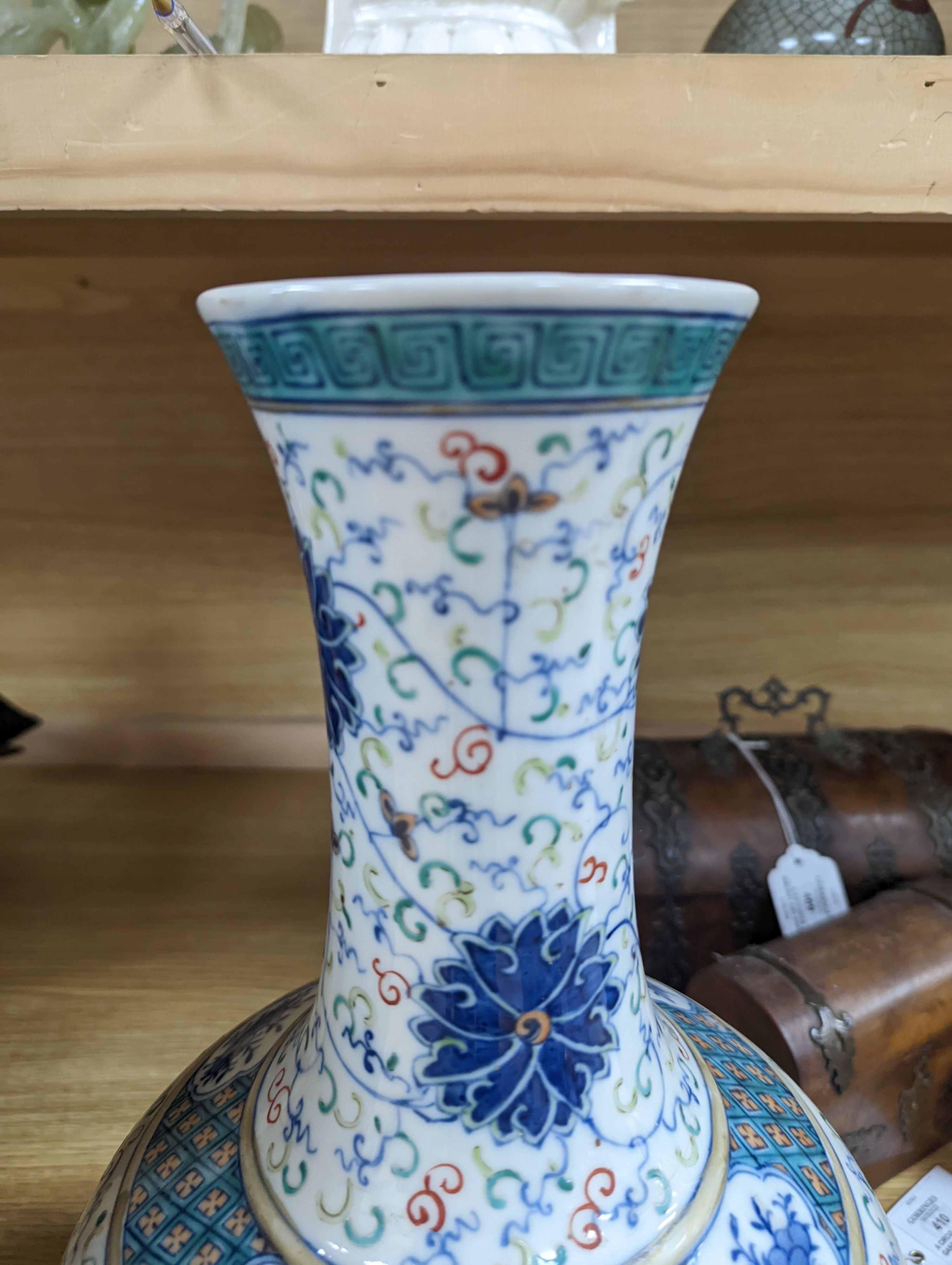 A Chinese doucai bottle vase - 39cm tall